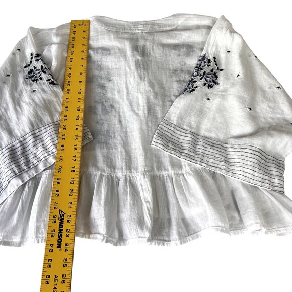 Jorja Long Sleeve Top Blouse Plus Size White Blue Boho Style 2X Tassel - Picture 14 of 14